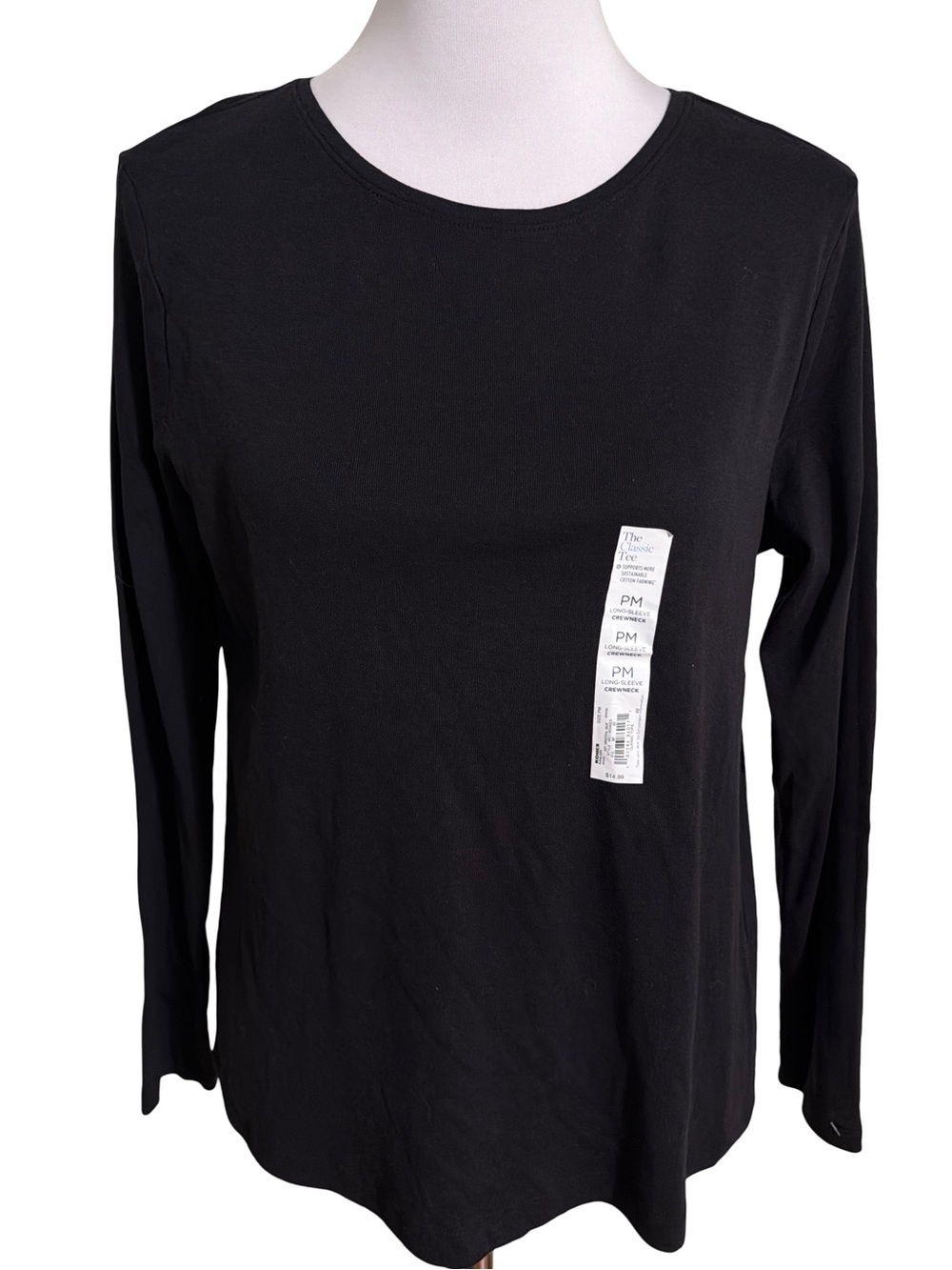 croft & barrow Black Long-Sleeve Crewneck Tee